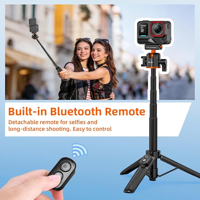 Tripod for Insta360 X5 ACE Pro 2, 21” Selfie Stick Quick Release Extension Rod - Image 2