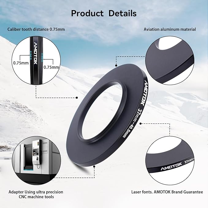 37mm Lens to 40.5mm Camera Lens Adapter, 37mm to 40.5mm Filter Step up Ring - Image 3