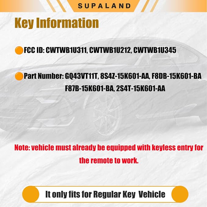 SUPALAND Key Fob Keyless Entry Fits - Image 2