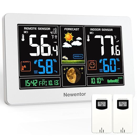 Newentor Weather Station Wireless Indoor Outdoor Thermometer, Color Display by Newentor
