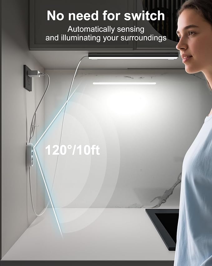 ASOKO Motion Sensor Dimmable Led Under Cabinet Lighting, 12 inches Plug in Led - Image 3