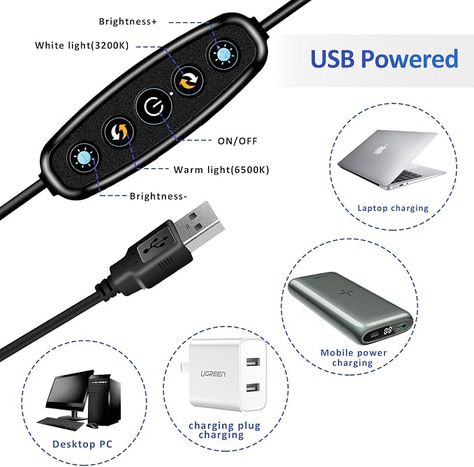 Cyezcor Video Conference Lighting Kit， Clip on Light Reading Lights， Ring Light - Image 5