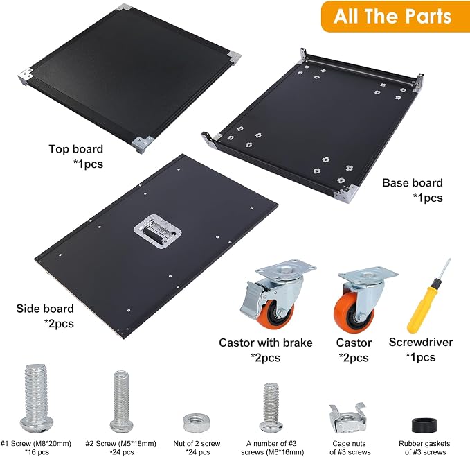 Movable AV Gear Rack 16U 19in Mobile Floor Standing Network Device Storage - Image 5