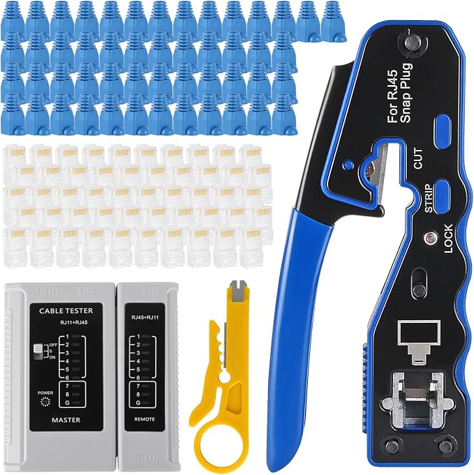 RJ45 Crimp Tool Kit Pass Through Ethernet Crimper by Dorhea