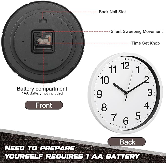 Inbagi 8 Pcs Wall Clock Large Silent Battery Operated Wall Clocks Modern Non - Image 4