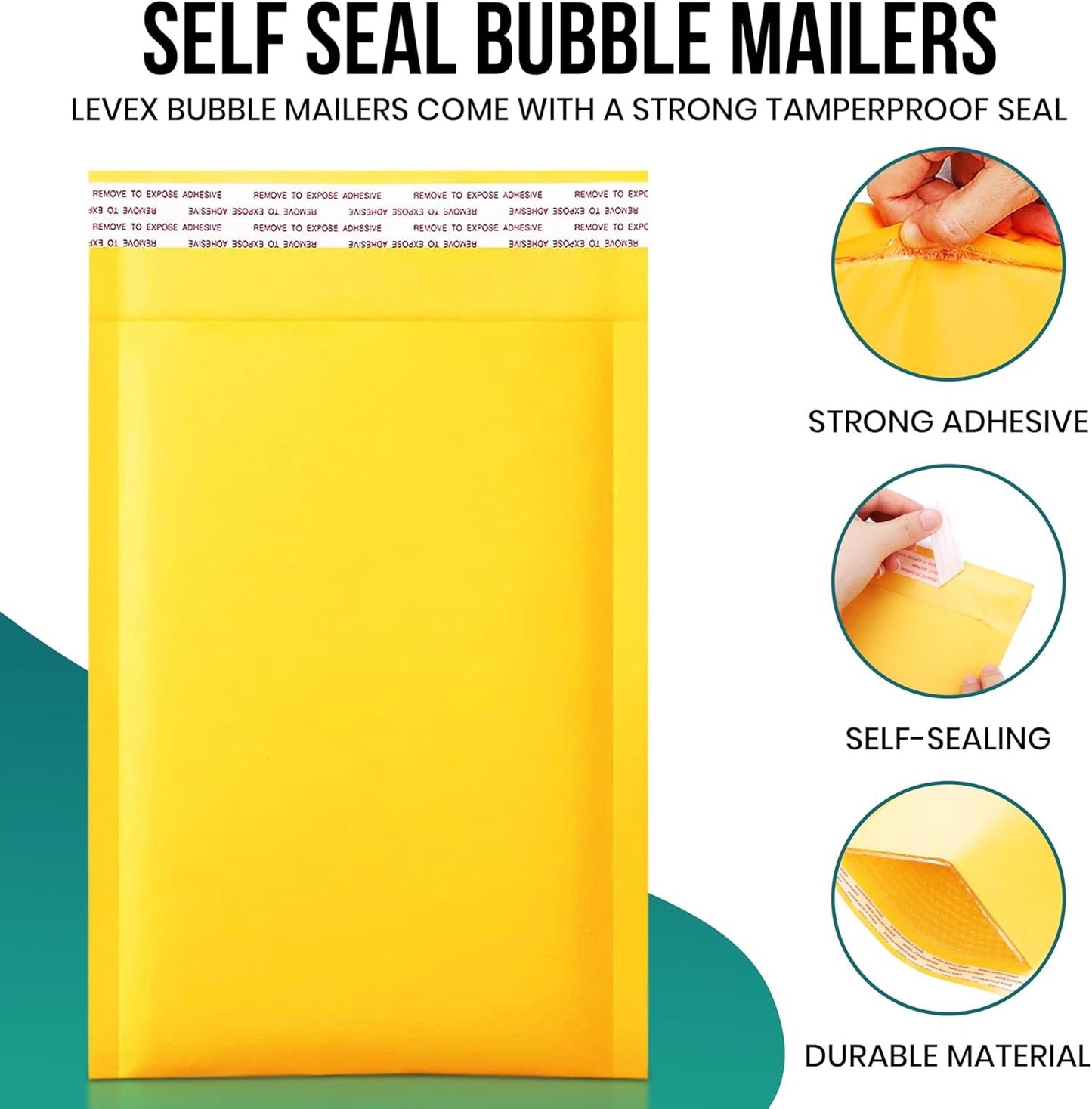 Levex - #00 5" x 10 [100 Pack) Kraft Bubble Mailers, Padded Envelope Mailers, Packing Envelope & Mailing Bags for Shipping