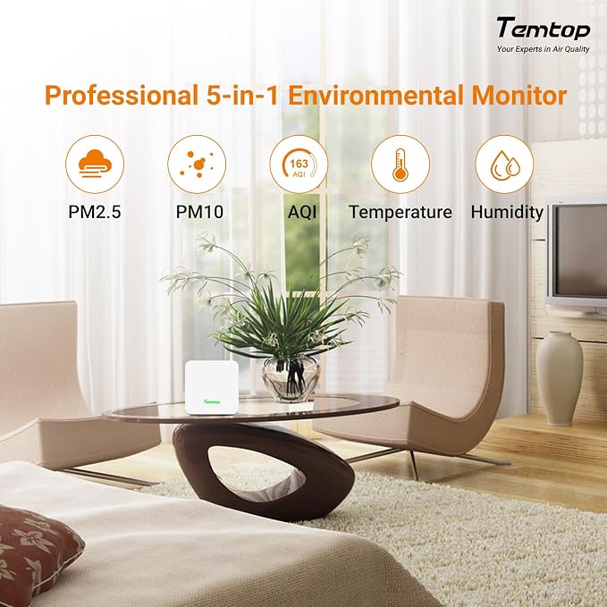 Temtop P1 Air Quality Monitor, PM2.5/PM10/Temperature/Humidity Sensor - Image 2