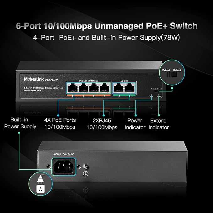 MokerLink 6 Port PoE Switch - Image 2