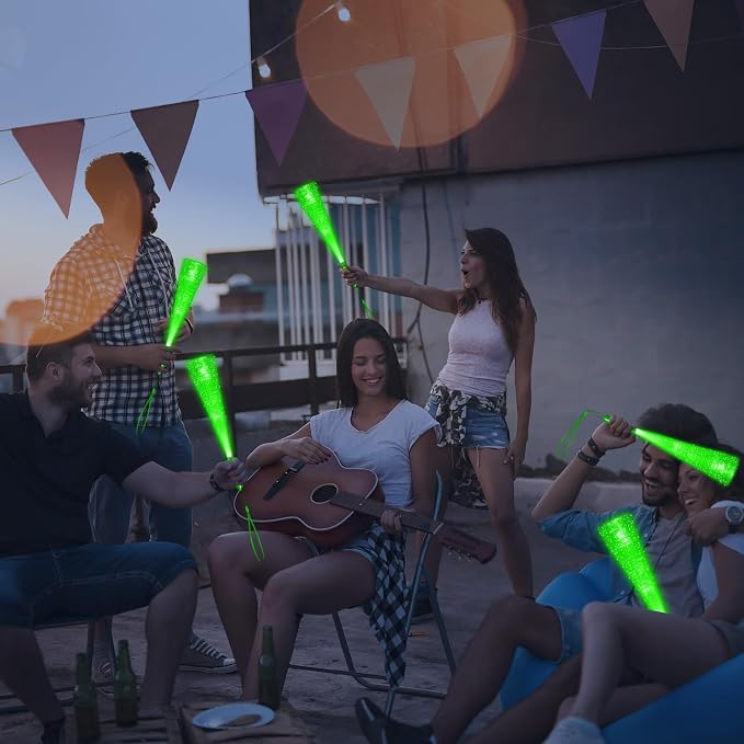12 Pack Green Glow Sticks Light Up Fiber Optic Stick Glow Wands Bulk - Image 5