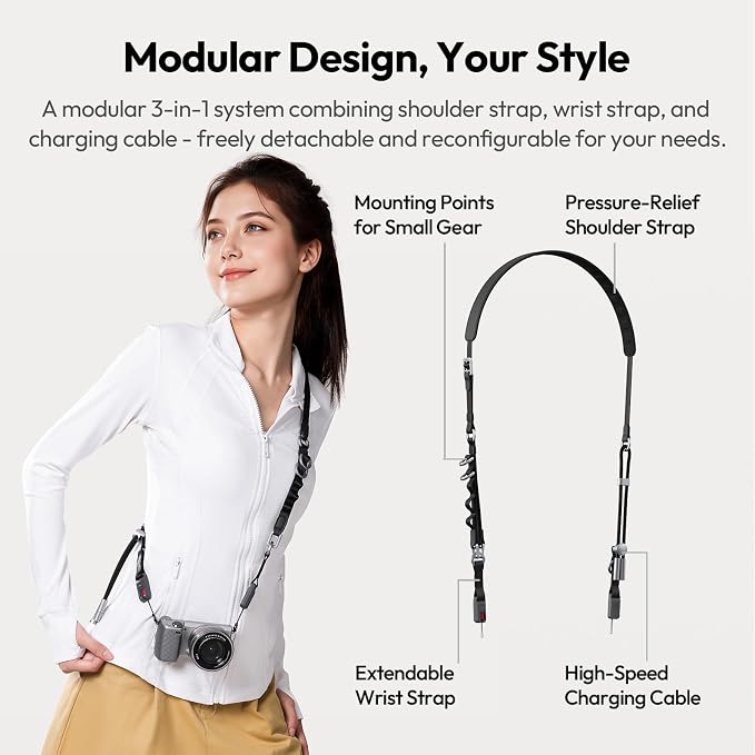 ULANZI YF01 Camera Strap with Built-in USB-C Data Cable, 3-in-1 Quick Release - Image 3