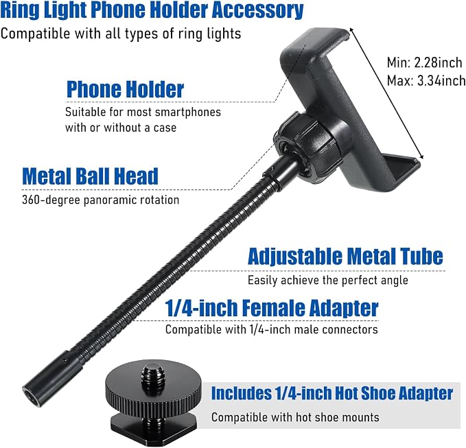 Universal Phone Holder for Ring Light, Ring Light Phone Holder 1/4" and Hot - Image 2