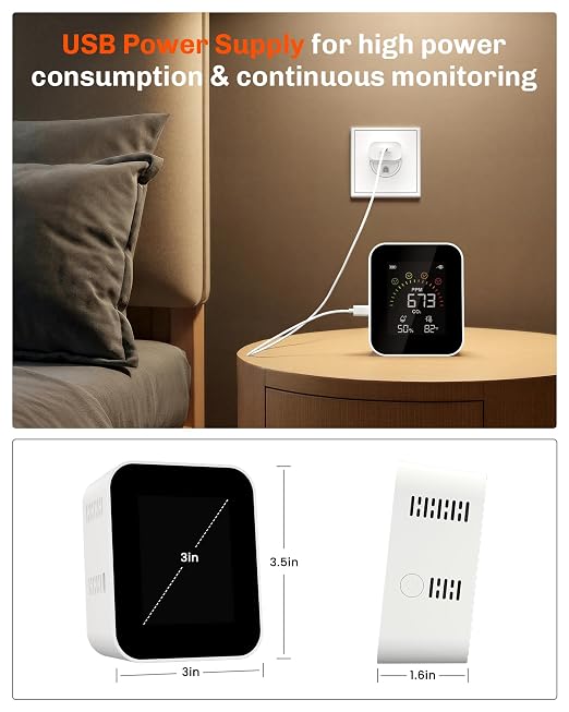 Air Quality Monitor Indoor for CO2, YOWEXA 400-10, 000 PPM Carbon Dioxide - Image 5