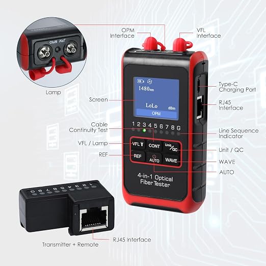 4 in 1 Optical Power Meter Network Tester FC/SC/ST Universal Interface Fiber - Image 6