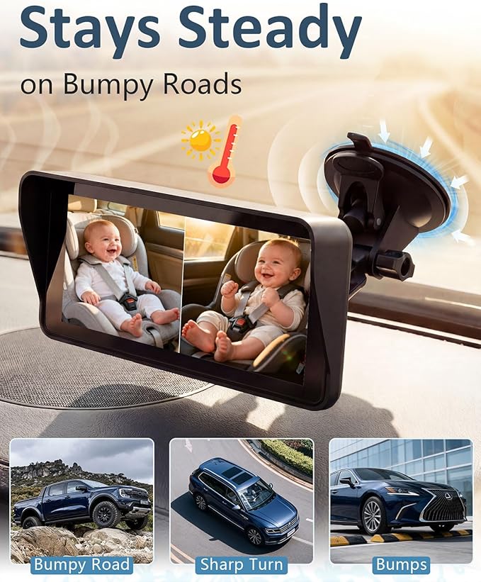 2-Kids Baby Car Camera for Seat: 6.9 Inch Ultrawide Display - Image 6