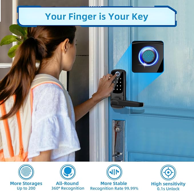Smart Door Lock with Handle, Keyless Entry Digital Lock - Image 3