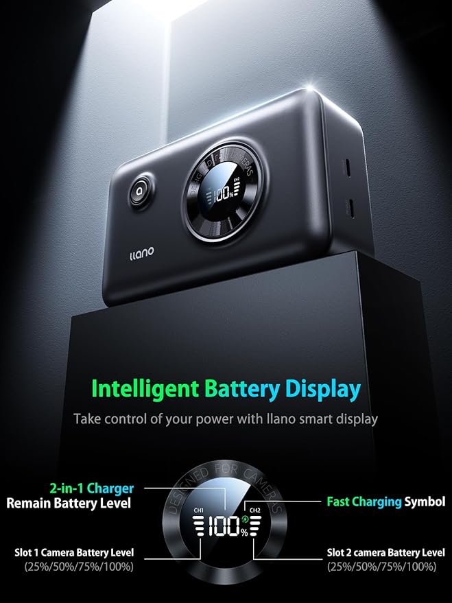 llano 2-in-1 NP-FZ100 Fast Camera Dual Battery Charger - Image 6