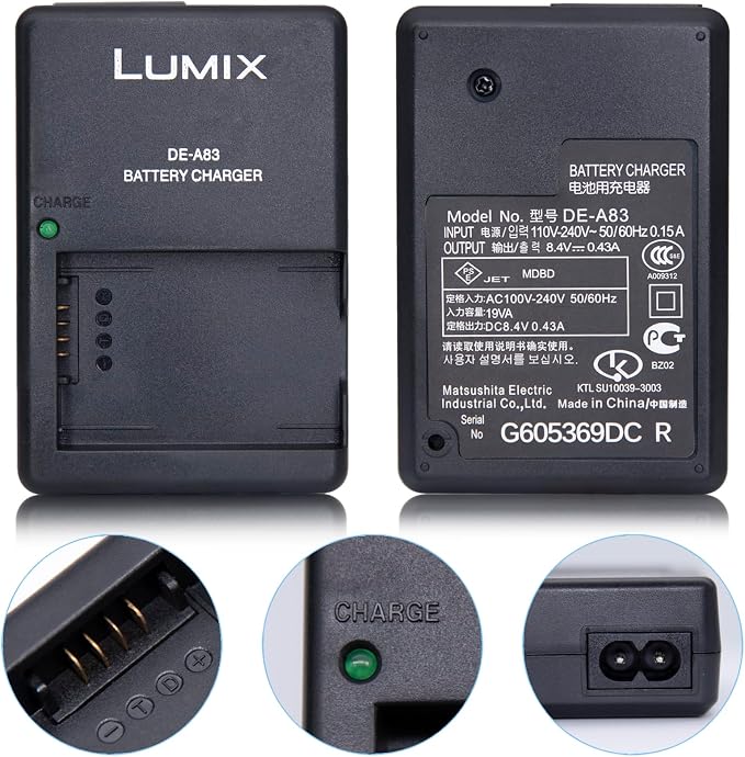DE-A83 DE-A83BA Charger for Pansonic Camera DMW-BMB9 DMW-BMB9PP Battery and - Image 2