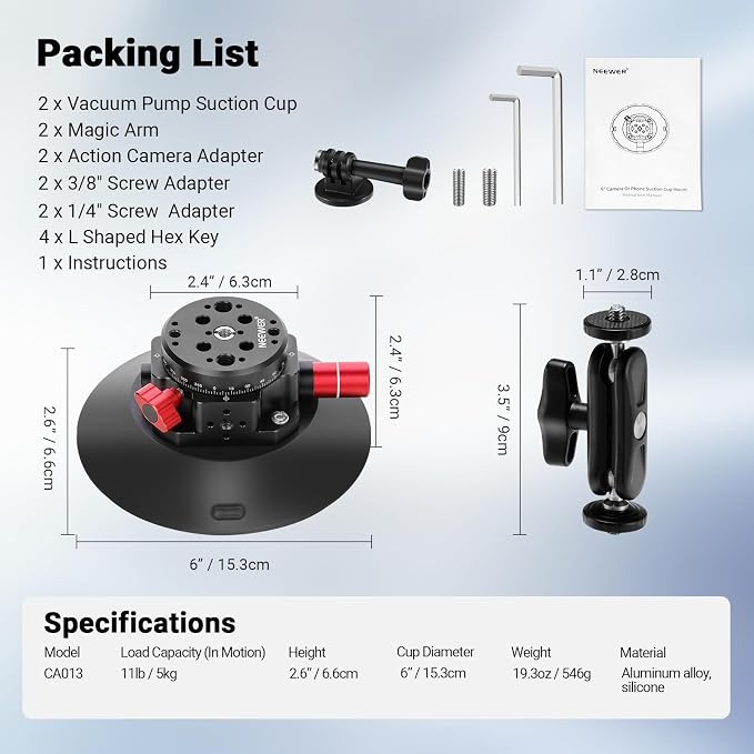 NEEWER 6" Suction Cup Camera Mount - Image 9