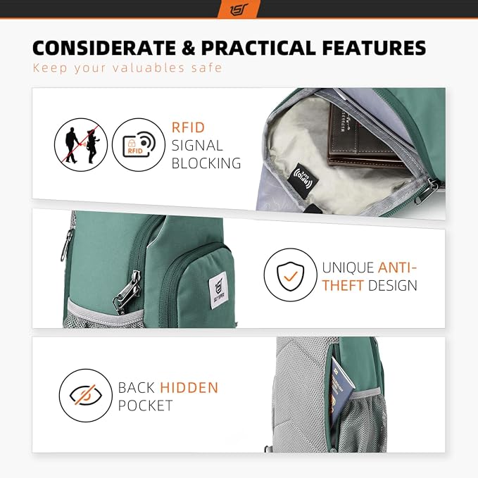 SKYSPER Sling Bag RFID Crossbody Sling Backpack Cross Body Shoulder Bag Travel - Image 3