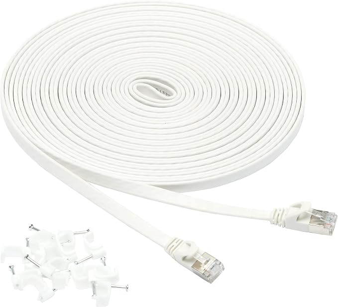 Amazon Basics RJ45 Cat 7 Ethernet Patch Cable, Includes 15 Nails, 30 Foot by AmazonBasics
