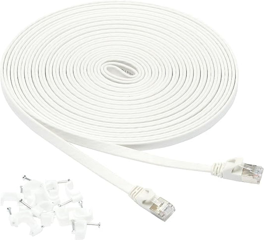 Amazon Basics RJ45 Cat 7 Ethernet Patch Cable, Includes 15 Nails, 30 Foot by AmazonBasics