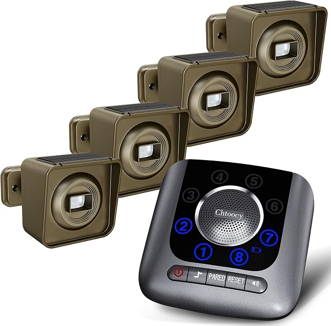 Solar Driveway Alarm Wireless Outside 1/2 Mile Long Range, 3 Sensitivity & by Chtoocy