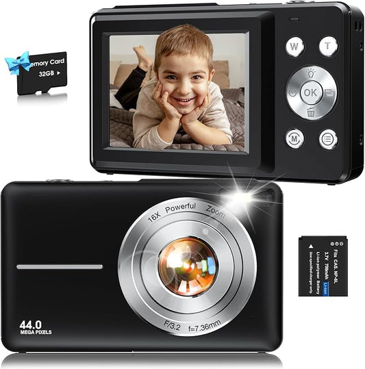 Digital Camera, FHD 1080P Kids Camera 44MP Point and Shoot Digital Cameras by nsoela