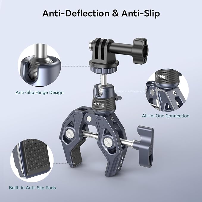 SMALLRIG Camera Mount Clamp, Gopro Motorcycle and Bike Handlebar Mount Kit - Image 4