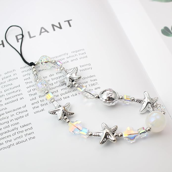CMVFYL Beaded Camera Wrist Strap, Cute Phone Charms Strap, Pearl Bracelet Wrist - Image 3