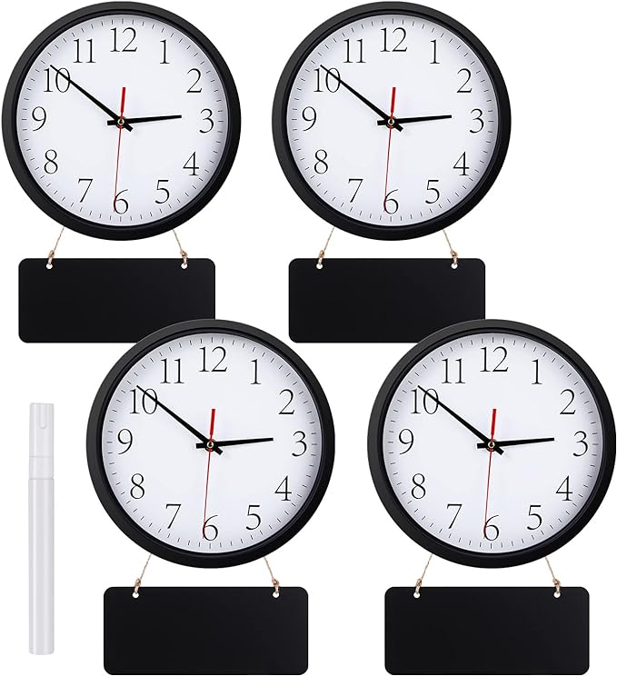 Silent Wall Clocks with Chalkboards and Marker, Battery Operated Round Multi by Tianxunewtig