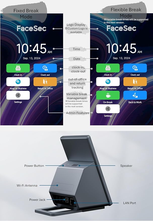 AI Face Recognition Time Clock for Small Business, 5.5-Inch Desktop Biometric - Image 5