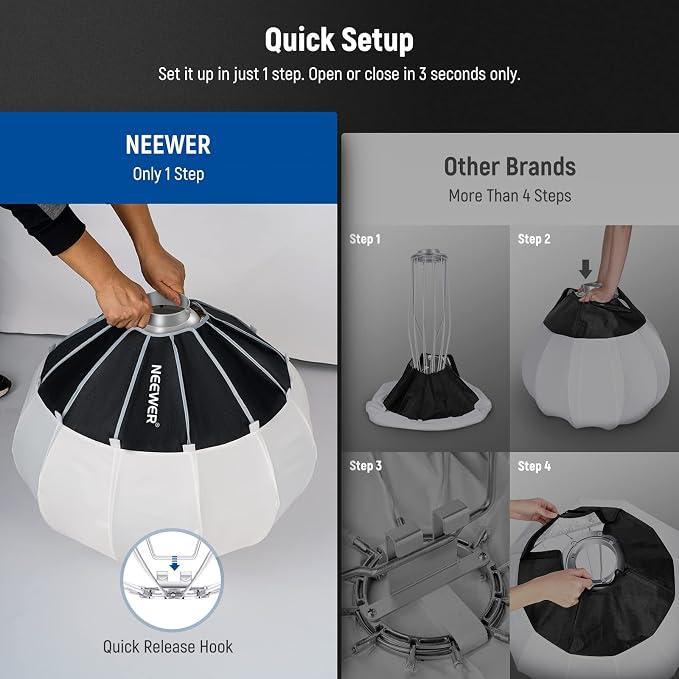 NEEWER 26"/65cm Lantern Softbox One Step Quick Release, 360° Light Diffuser - Image 2