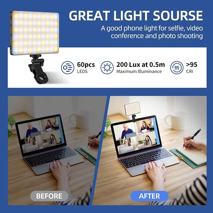 Led Selfie Light, Phone Clip, 3000mAh Rechargeable, Photo Light - Image 3
