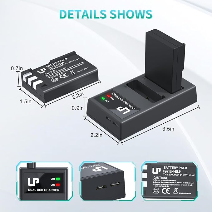 LP EN-EL9 EN EL9a Battery Charger Pack, D5000 Digital SLR Cameras - Image 5