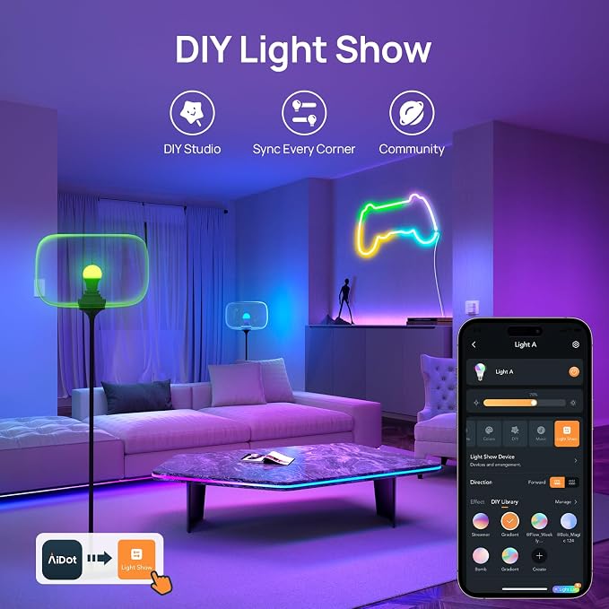 Linkind Matter Smart Light Bulb, BR30 Smart Bulbs, Recessed LED Color Changing - Image 8