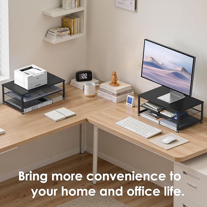 ECOLOVI 2-Tier Computer Monitor Stand Riser, Desk Organizer - Image 4