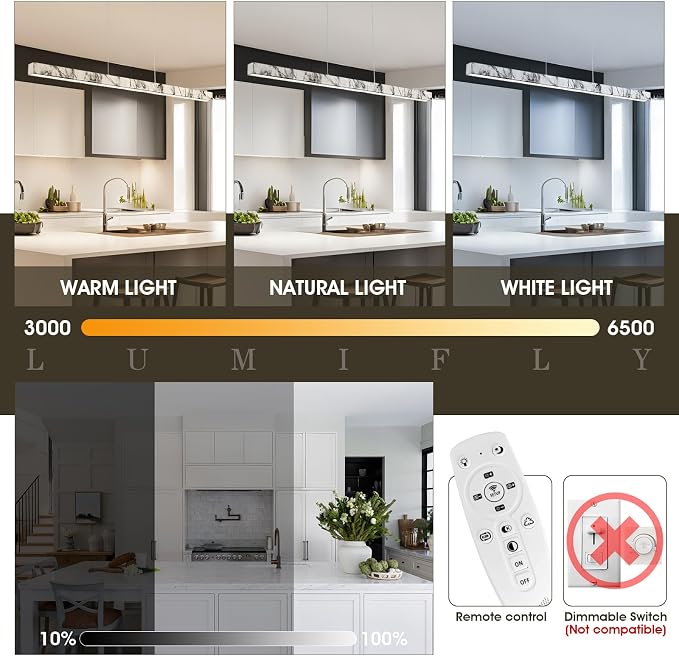 Linear Pendant Lights for Kitchen Island, 39” Modern LED Chandelier for Dining - Image 5