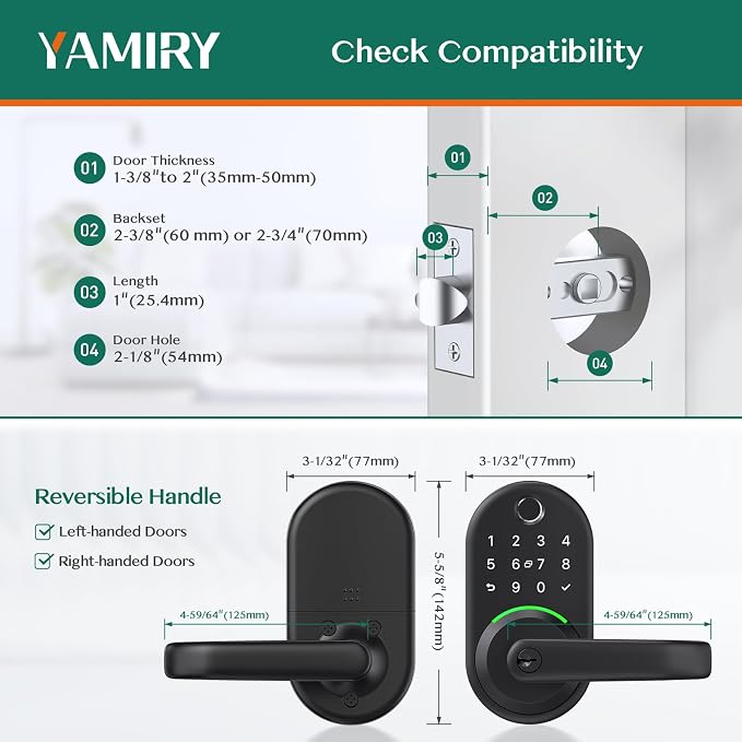 Smart Door Handle Lock with Keypad: Yamiry Fingerprint Smart Knob - Image 5