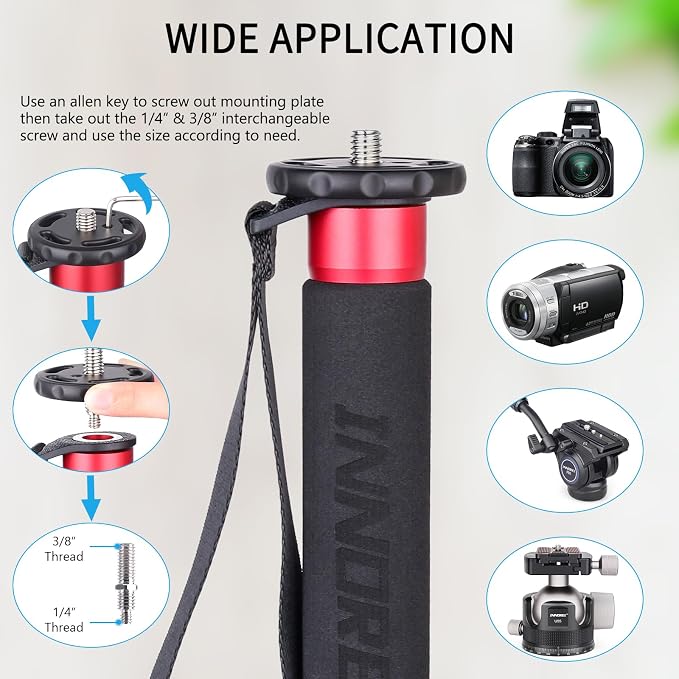 Camera Monopod INNOREL VM60C Carbon Fiber Portable Compact Lightweight Travel - Image 2