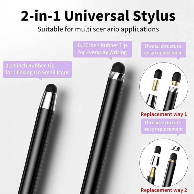 10 PCS Stylus Pen for Touchscreen, 2-in-1 High Sensitivity & Precision | Rubber - Image 2