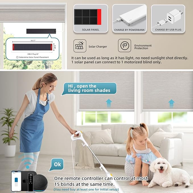 SmartWings Motorized 100% Blackout Shades Blinds, Custom Size, Cordless Window - Image 2