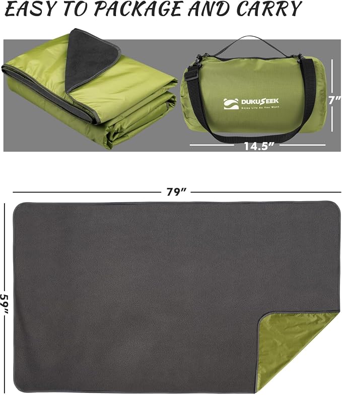 DUKUSEEK Waterproof Blanket Outdoor, Hooded Blanket Poncho - Image 5