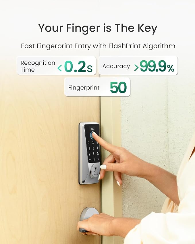 DESLOC Smart Lock D110 Plus, WiFi Fingerprint Smart Front Door Lock - Image 6