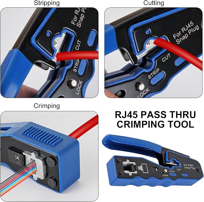 RJ45 Crimp Tool Kit Pass Through Ethernet Crimper - Image 4