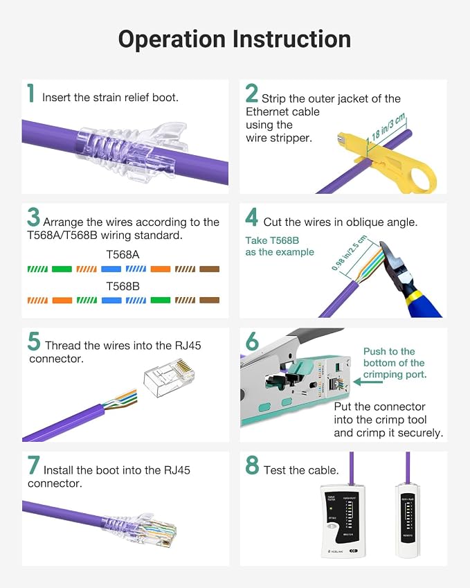 VCELINK RJ45 Crimp Tool Kit for CAT7/6A/6/5E/5, Upgraded Network Tool Set - Image 8