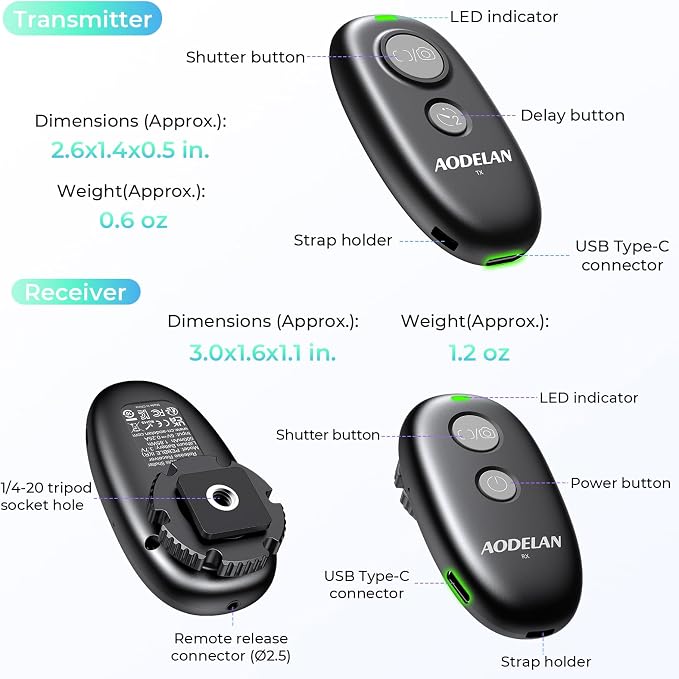 Upgrade for Sony Rechargeable Wireless Camera Remote Control, AODELAN Shutter - Image 8