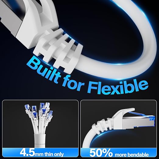 Cat6A Ethernet Cable Shielded 10Gbps 20 ft, Slim Shielded Ethernet Cable Cat 6 - Image 4