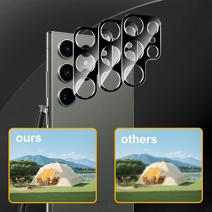3 Pack Camera Lens Protector for Samsung Galaxy S23 Ultra, Tempered Glass - Image 6