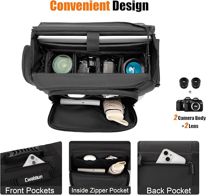 Cwatcun Camera Sling Bag, Waterproof Multifunction Photography Tactica Camera - Image 2