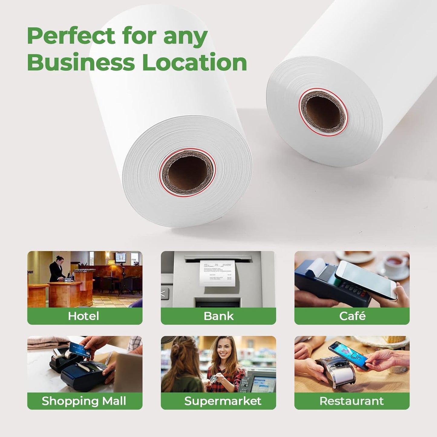 MUNBYN 2 1/4 x 50ft Thermal Paper (20 Rolls), BPA Free Receipt Paper, 58mm Thermal Receipt Paper Fits 58mm Mini Thermal POS Printer & Square Terminal Credit Card Machines